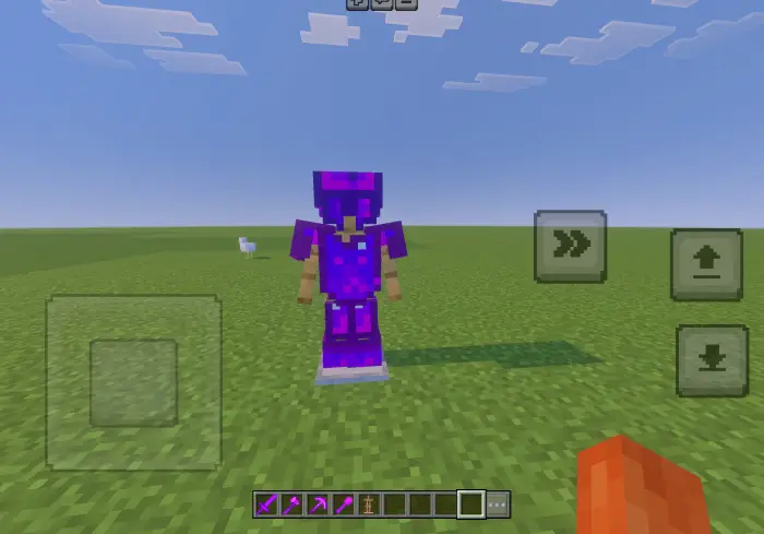 Player wearing glowing amethyst armor set