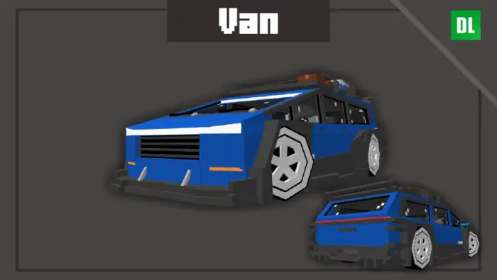 Blue polygonal van mod with sporty design