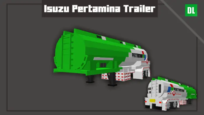 Green Isuzu Pertamina fuel trailer model