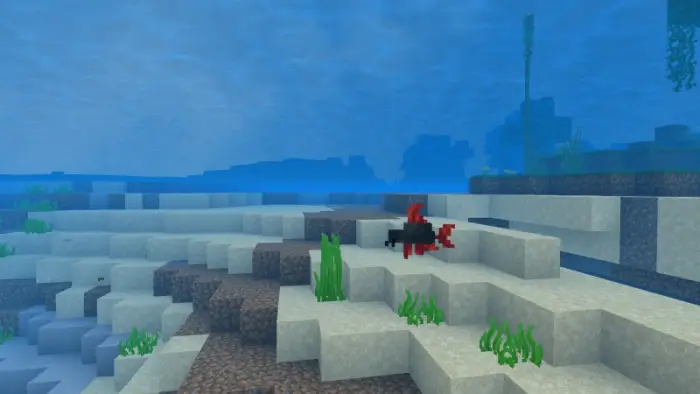 Pixelated fish swimming in a vibrant ocean.