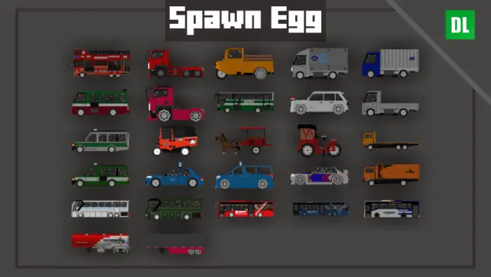 Indonesian vehicle models lineup for mod pack