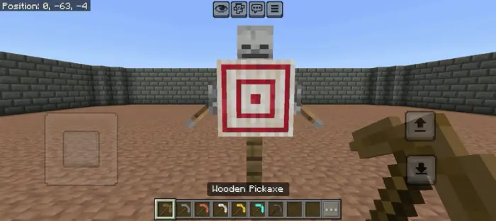 Minimalist pickaxe and target dummy
