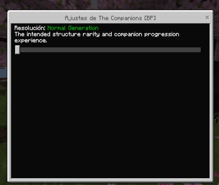 Settings menu for companion rarity options.