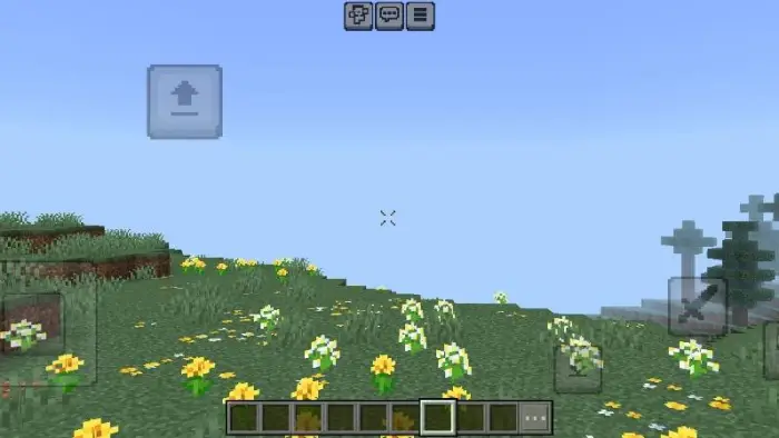 Minimal crosshair on grassy flower field