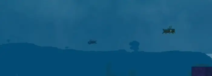 Sea creatures swimming in a blue ocean.