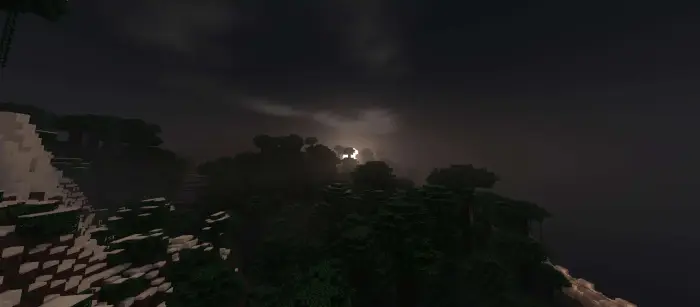Nighttime forest with enhanced lighting effects