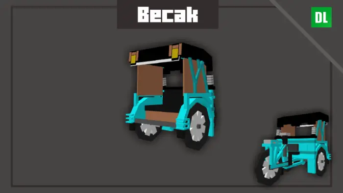 Blocky blue Indonesian becak vehicle model