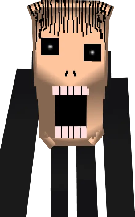 Pixelated horror entity with open mouth.