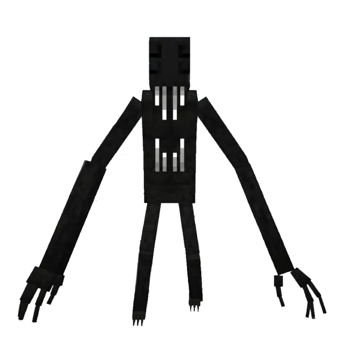 Tall black monster with glowing white teeth