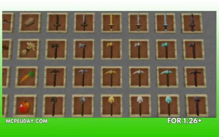 Medieval weapons and tools item frames