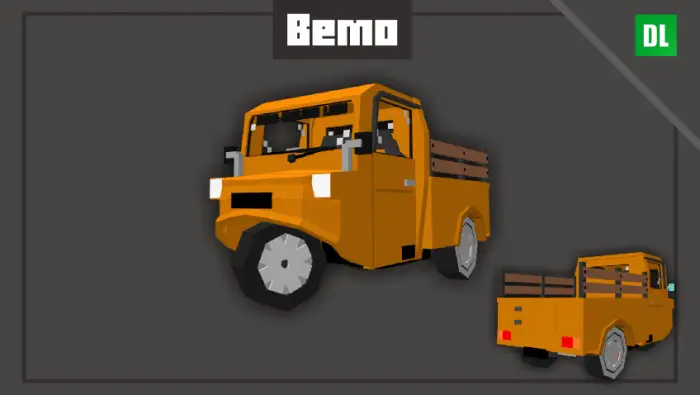 Orange low-poly Indonesian bemo pickup