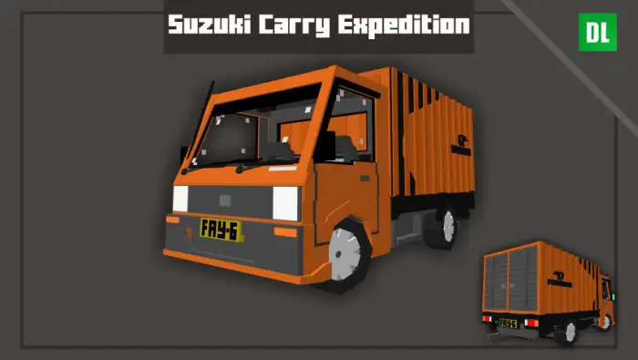 Blocky orange Suzuki Carry expedition truck