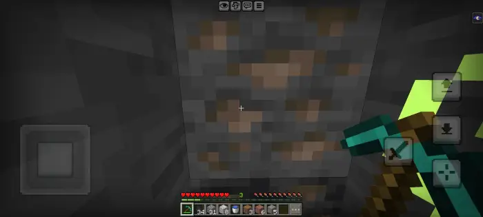 Player mining connected iron ore blocks