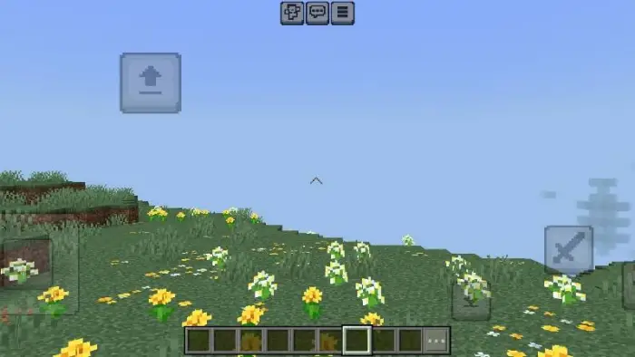 Minimal crosshair over a grassy flower field