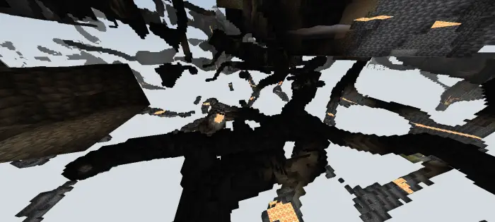 Glowing ores and blocks in dark caves