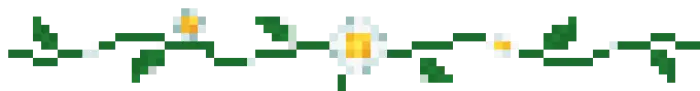 Pixelated daisy chain with green leaves