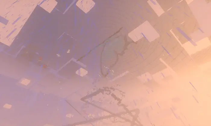 HITORIE-themed scenic parkour area at dusk