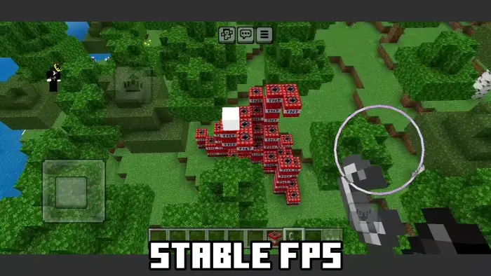 Blocks of TNT on green terrain, Stable FPS