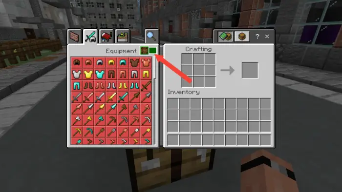 Survival inventory and crafting menu open