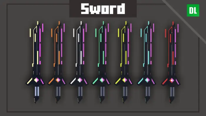 Futuristic neon swords lineup in various colors