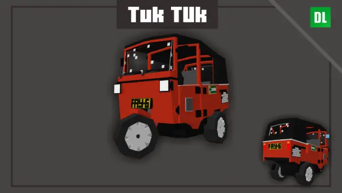 Blocky red tuk tuk vehicle model