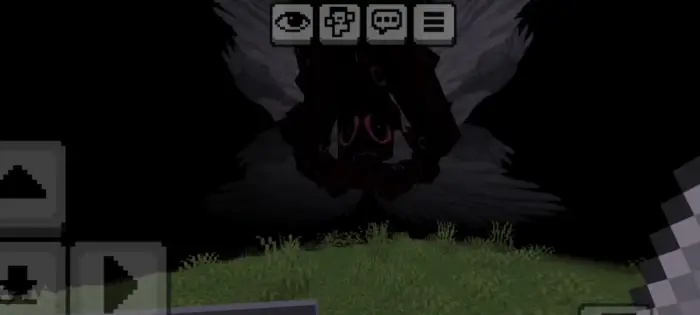 Dark winged figure appears on grassy field