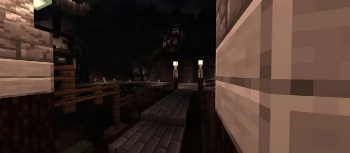 Nighttime scene with enhanced lighting effects