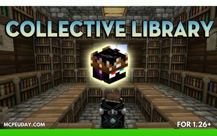 Enchanting book icon in a large library.