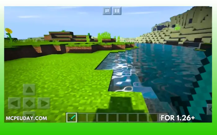Blocky landscape with water and vivid shaders