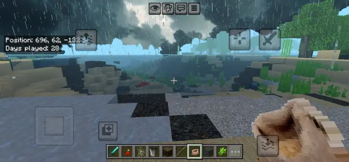 Rainy shoreline with enhanced water effects