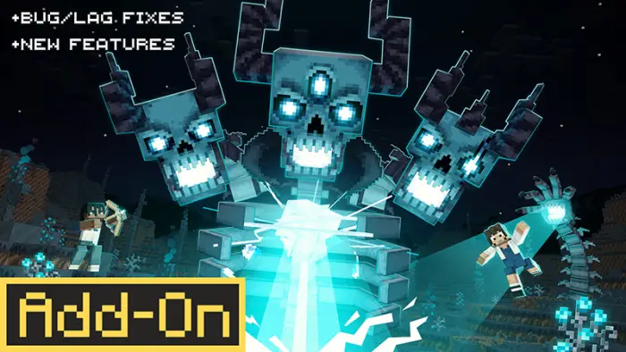 Giant three-headed boss and players fighting