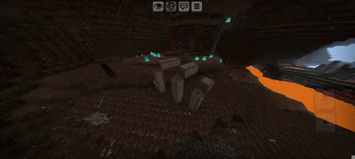 ALT text Dark cave with glowing blue crystals