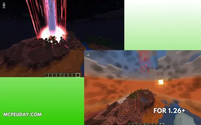 Orbital laser strike hits mountain terrain.
