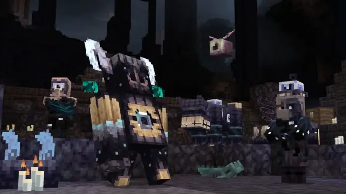 Infected mobs and survivors in dark ruins