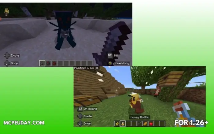Top Anime-style mob confrontation Bottom Anime bee mob with honey bottle
