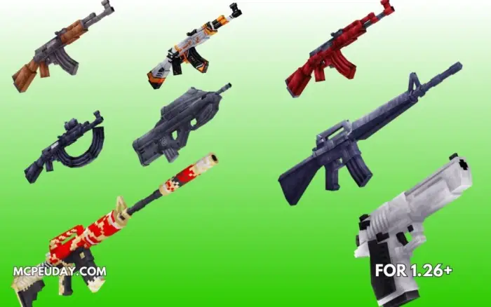 Pixelated 3D guns from a game mod