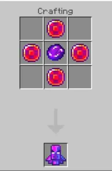 Crafting recipe for a purple chestplate