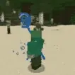 Player casting a blue magic spell outdoors
