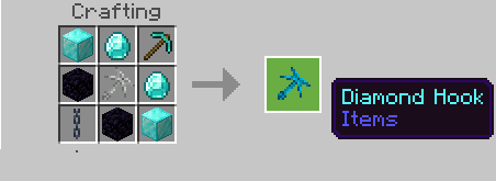 Crafting recipe for a Diamond Hook tool