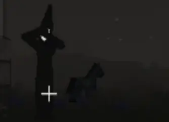 Dark, shadowy mob and horse in-game scene