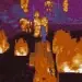 Wizard casting fire magic in a dungeon