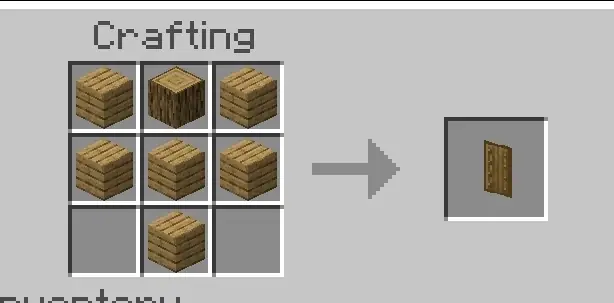 Wooden shield crafting recipe in grid