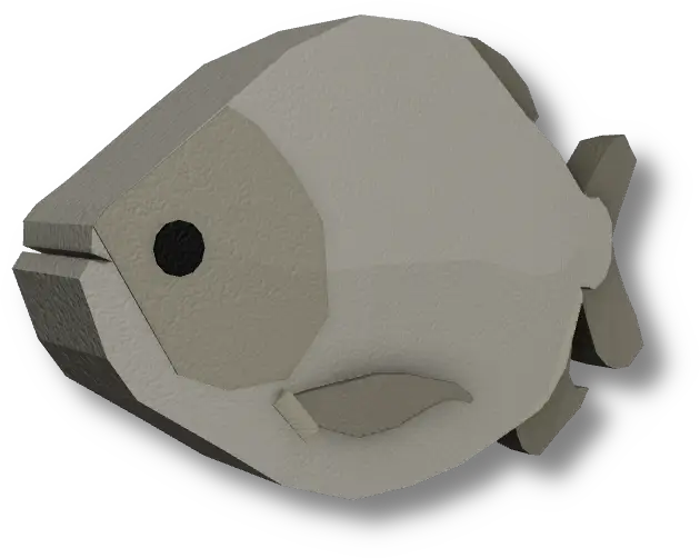 Blocky 3D model of a gray fish.