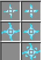 Blue magical symbols on a grid.