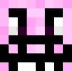 Pixelated pink and black character face