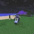 Robot-like creature stands on grassy terrain.