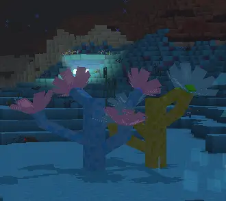Glowing flowers in a mystical landscape