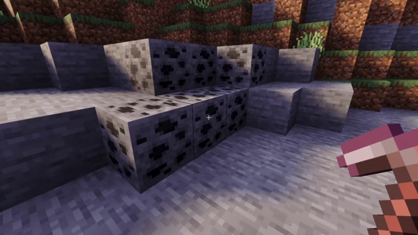 Coal ore blocks with a pickaxe in hand