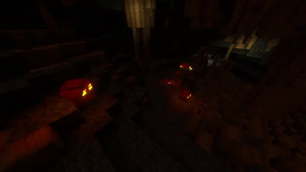 Glowing items cast dynamic colored lights.