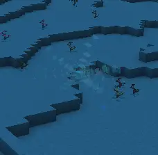 Wizards battling on icy terrain at night